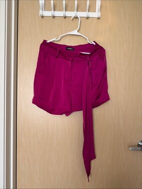 Express Magenta Tie-Waist High-Rise Shorts